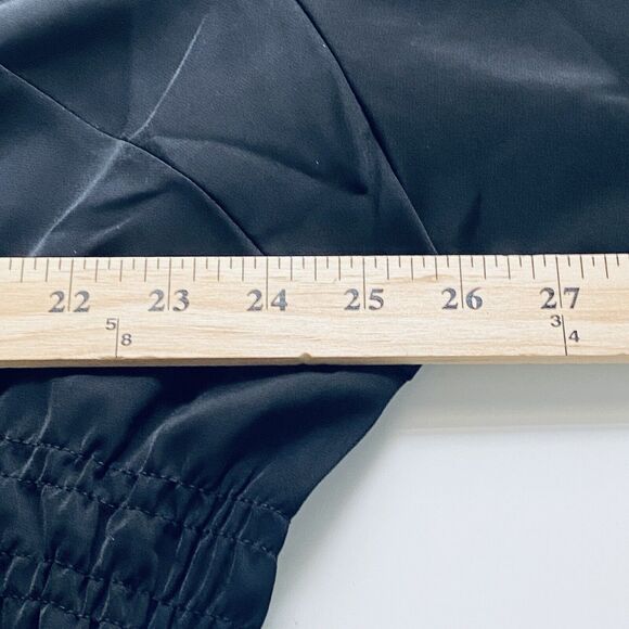 Bloom Chic Tunic Top Plus Size 28 Black Button Up Roll Tab Sleeves Satin NEW - Picture 4 of 9